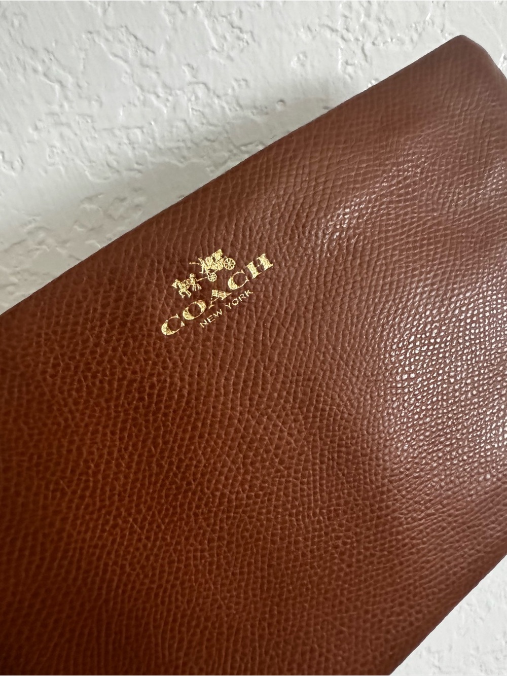 Coach F65555 Brown Crossgrain Leather Large Wristlet Clutch
